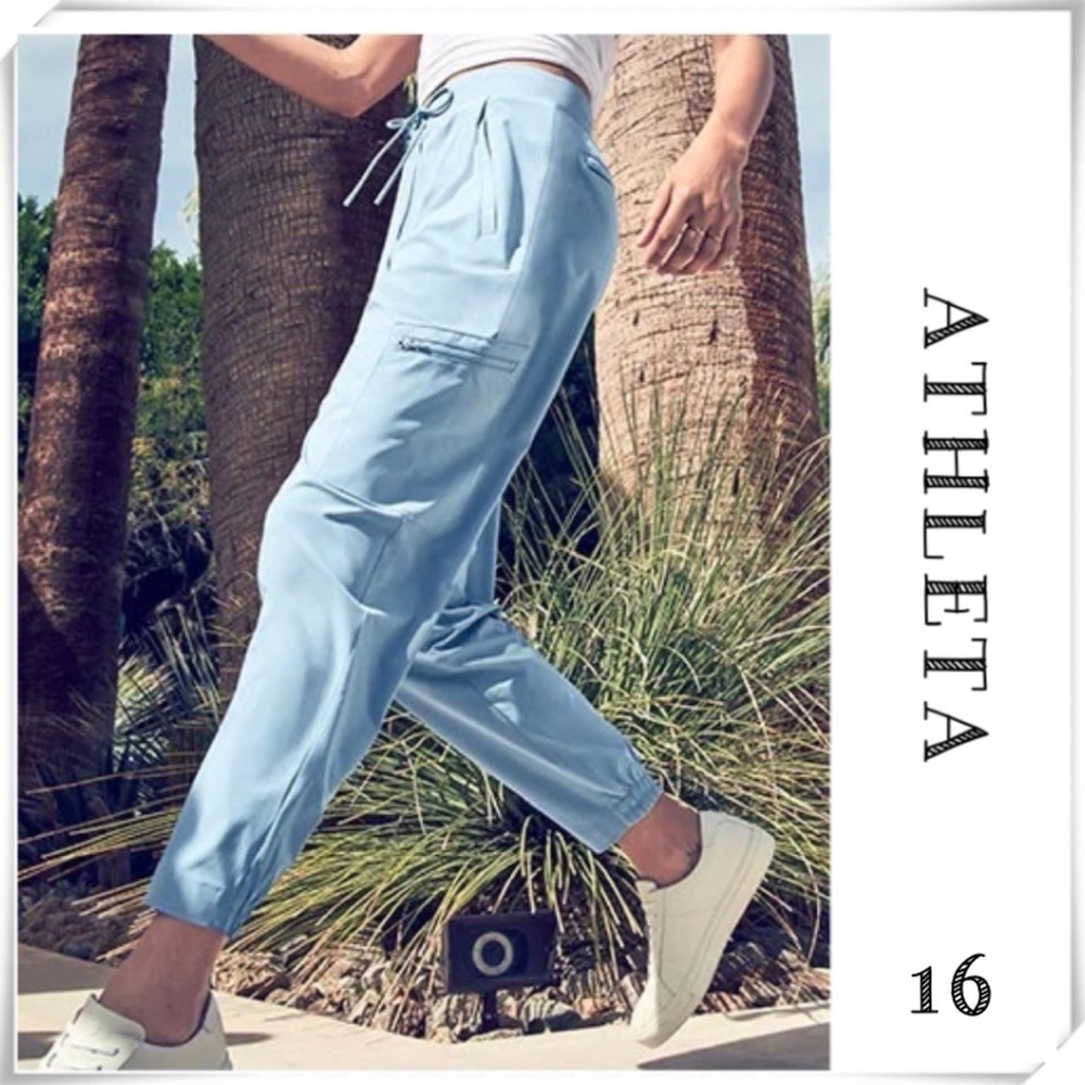 ATHLETA Venture Travel Jogger Pants in Light Blue Size 16